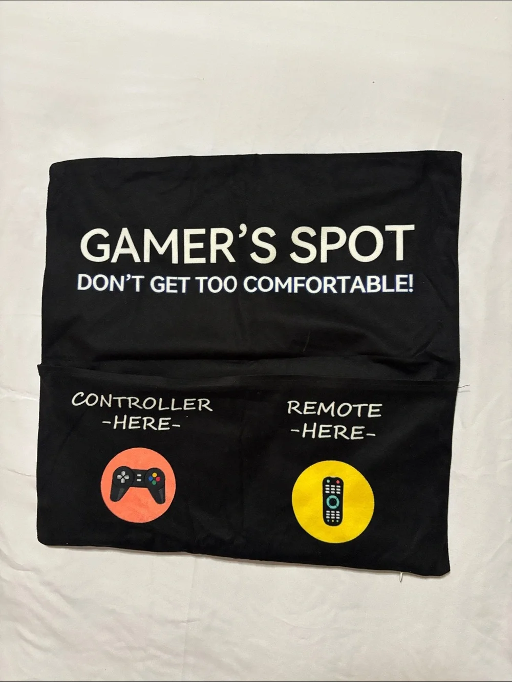 Black Gamer Pillow Cover with Neon Controller Icons